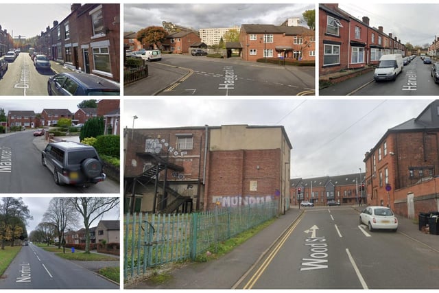 Pictured are the six worst Sheffield streets for reports of burglaries, according to recently released police figures