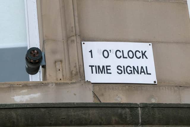 The 1 o'clock time signal at H.L. Brown Jewellers in Sheffield city centre, on February 13, 2024