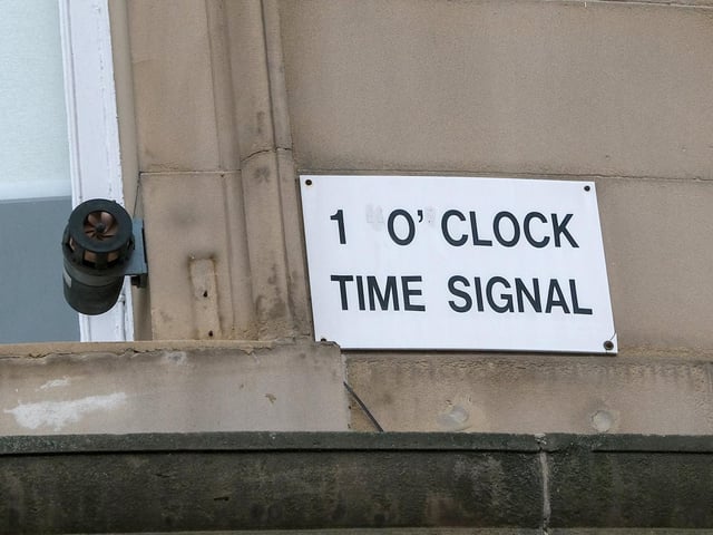 The 1 o'clock time signal at H.L. Brown Jewellers in Sheffield city centre, on February 13, 2024