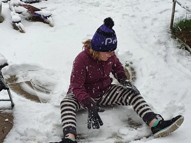 Making snow angels! By Claire Thompson.