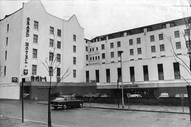 The front of the Grand Hotel in Barkers Pool in 1970 - the building was demolished three years later to make way for the Fountain Precinct
