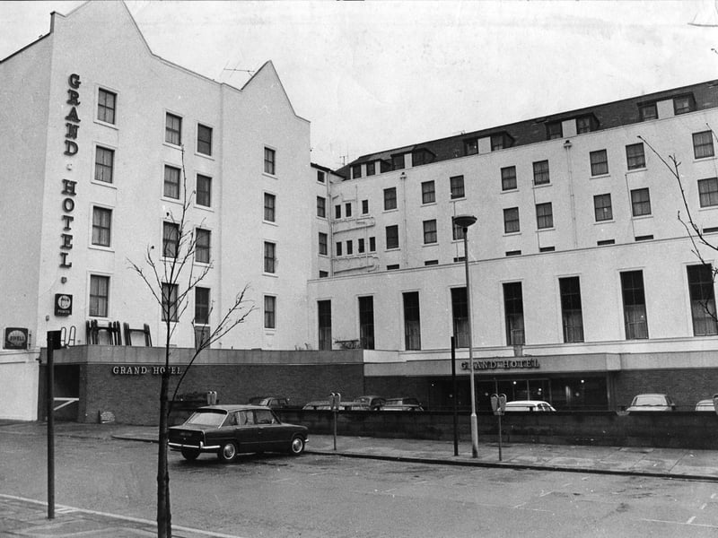 The front of the Grand Hotel in Barkers Pool in 1970 - the building was demolished three years later to make way for the Fountain Precinct