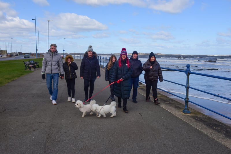 The dogs, and their humans, get the step count up at Seaton Carew.