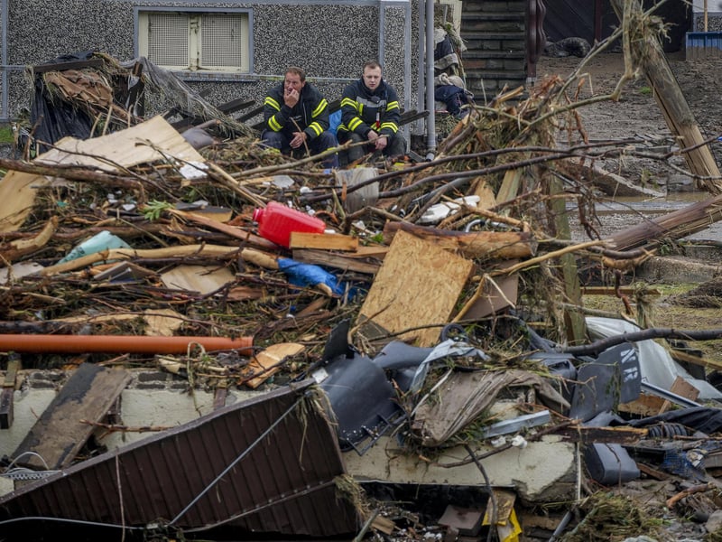 Two days before the Ahr river went over the banks after strong rain falls causing severals deaths and hundreds of people missing. (AP Photo/Michael Probst)