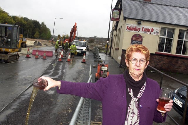 Milestone pub landlady Janet Worth whose profits are draining away thanks to the roadworks which are going on outside her Denaby Main pub. Pictured in 2002