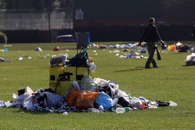 The rubbish clear up at Endcliffe Park on the morning of March 31. Picture: Chris Etchells