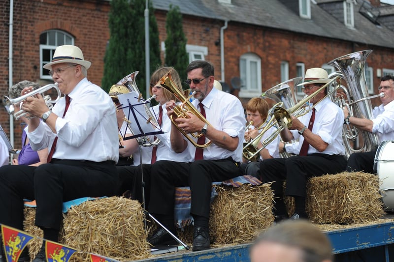 Worksop Miner's Welfare Brass Band performs at Shireoaks Carnival.