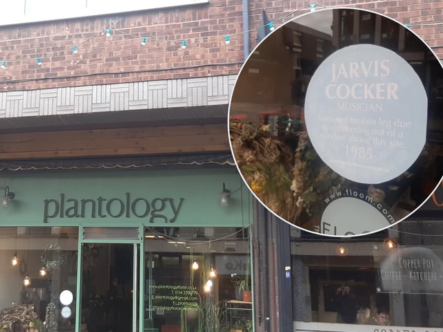 An alternative blue plaque in the window of a florists on Sheffield's Division Street bears testament to the time in November 1985 when a 22-year-old Jarvis Cocker fell around 20 feet after trying to impress a girl by climbing out of a window. He ended up in hospital with a fractured pelvis. He describes the fall as a pivotal moment in his life when he realised that rather than looking elsewhere for songwriting inspiration the 'something' he had been searching for to write about is happening all around him.