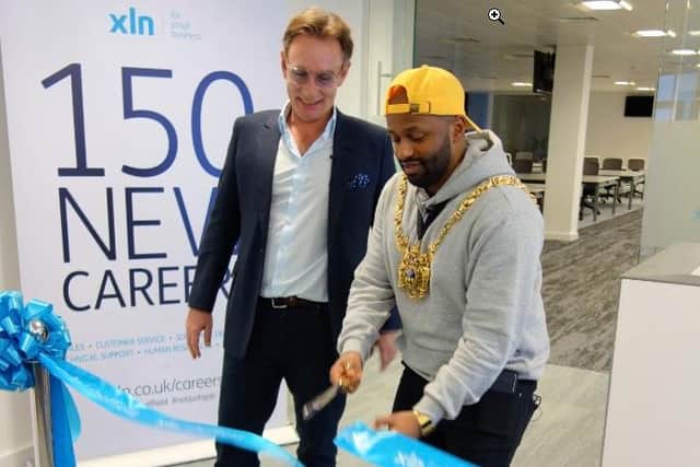 Christian Nellemann at the relaunch of the XLN Sheffield office in 2019 with then lord mayor Magid Magid.