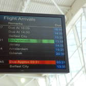 Passengers from Sheffield were being warned of disription today – with flights hit by the closure of runways at one of the city’s local airports.  Picture, by Liz Mockler, shows an airport arrivals board