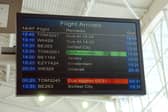Passengers from Sheffield were being warned of disription today – with flights hit by the closure of runways at one of the city’s local airports.  Picture, by Liz Mockler, shows an airport arrivals board