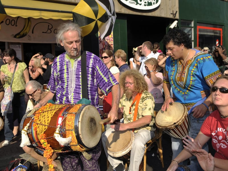 Drummers outside The Wedgewood Rooms, in Albert Road, as thousands of people flock to Love Albert Road Day in 2008. PICTURE: ALLAN HUTCHINGS (083941-820)