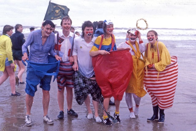 Braving the cold at the 1985 dip. Are you pictured?