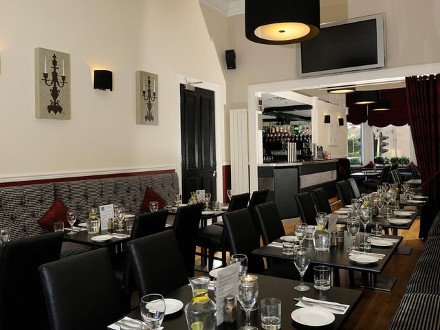 This bar and restaurant area has ample space for dining