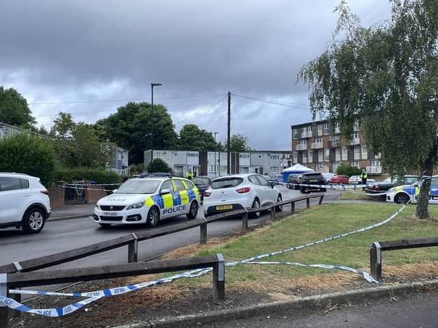Michael Rose, aged 59, was found seriously injured in Bowshaw Close, Batemoor, on Saturday, July 23.
Levi Hampsey, 20,of Lowedges Crescent, Lowedges, has been charged with murder.
Pictured is the scene following Mr Rose's death.
Anyone with information should call police on 101, quoting incident number 1087 of July 23.