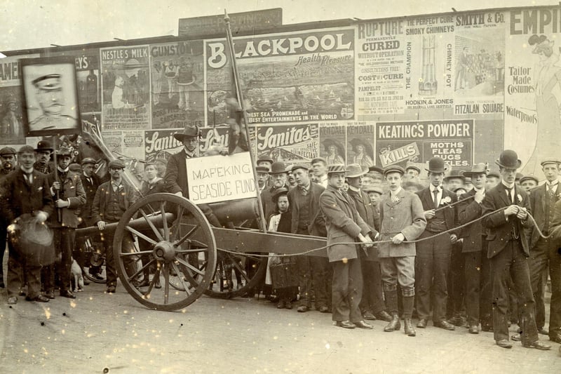 Fundraising for the Mafeking Seaside Fund during the Boer War, Leopold Street, 1900. Picture Sheffield ref no P00001. This photograph was one of a set purchased thanks to generous donations following a public appeal in 2017.