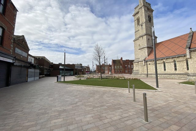 Church Square is normally bustling with students and town centre workers but this was how it looked today. Picture by FRANK REID