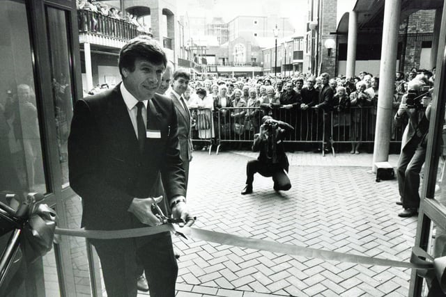 The official opening of the Food House at Orchard Square, Fargate, Sheffield, was performed by Emlyn Hughes on September 29 1987