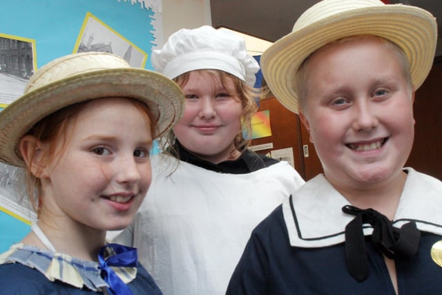Barrow Hill school 150th anniversary L-R, Danielle Smith, Paige Pritchard, Tom Bell in 2006