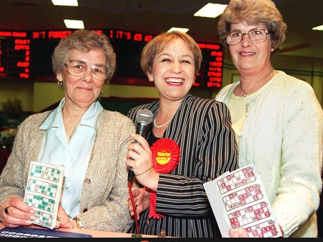 Rosie Winterton in 1997 when she was Labour's prospective candidate for the Doncaster central seat called the numbers at the Top Rank Social Club.