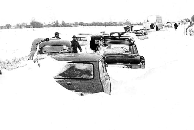 Big freeze - cars stuck in snow in 1963