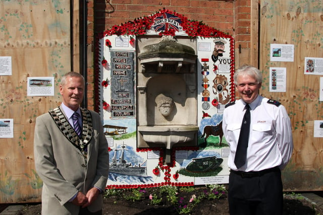 Salvation Army Envoy Kevin Wibbley said the prayers at the WW1 themed well dressing opening with Alwyn Bridge mayor of Ripley back in 2014
