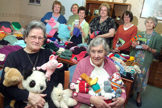 Members of the Bolsover WI with some of the goods they made and collected for Operation Christmas Child in 2007.
