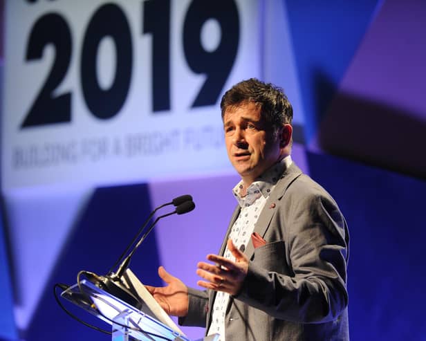Juergen Maier, CEO, Siemens UK speaking at The Great Northern Conference 2019. Picture Tony Johnson.