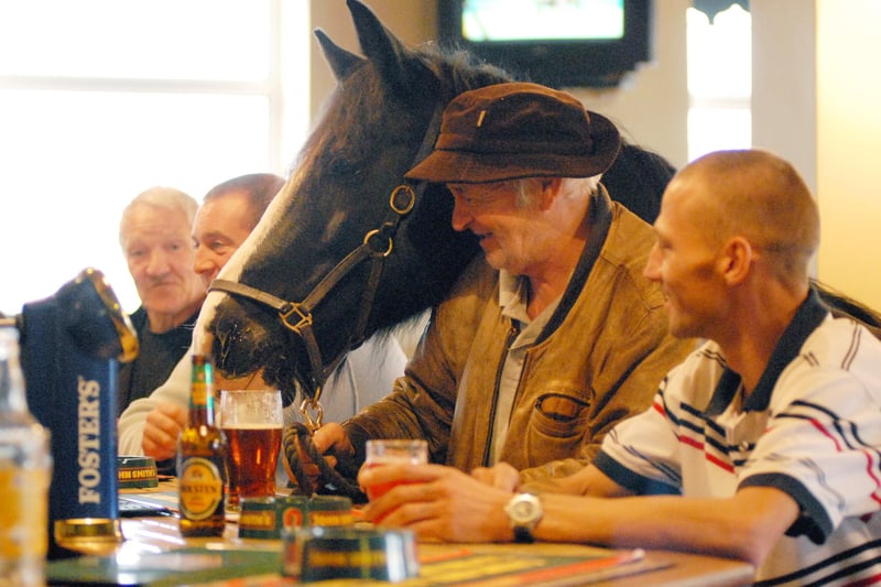 Peter Dolan and horse Peggy enjoy a pint with regulars in the Alexandra Hotel in Jarrow in 2006. Remember this?