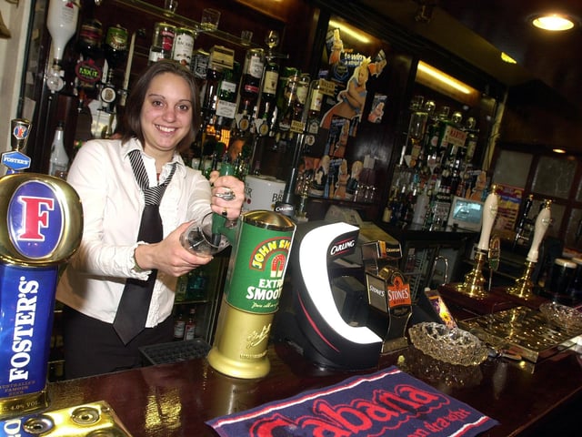 The Granby Inn pub bar staff Charlie Horvath pictured in 2002