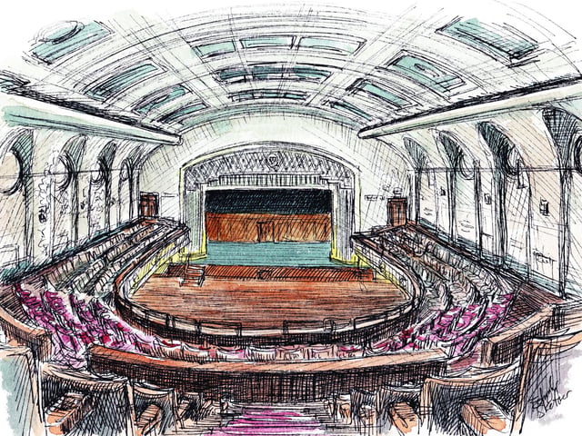 Another industry heavily affected by lockdown is theatre and events. I was commissioned to sketch Leith Theatre, which is currently empty and falling into disrepair. This watercolour was drawn in the main hall.