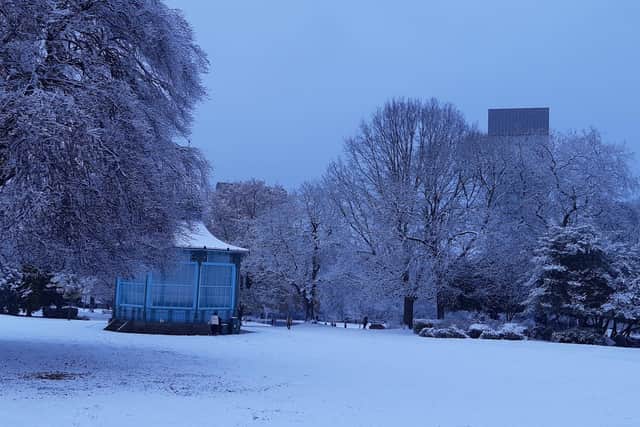 Snow in Weston Park on Sunday. More snow is forecast for tomorrow.