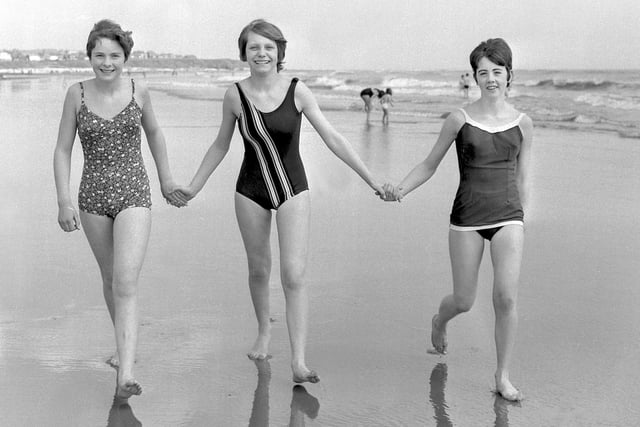 What could be better than a walk on the beach with friends. Veronica Milligan (13), Valerie James (14), and Pauline Tattersdill (15), did just that on a day out from East Rainton in 1967.