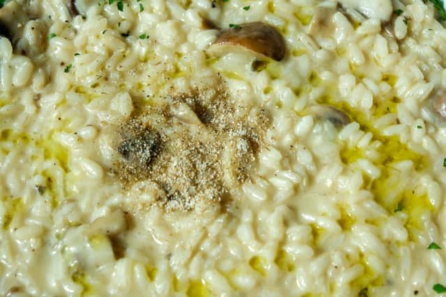Mushroom and Truffle Risotto with Carnaroli rice, wild mushrooms, summer truffle, Parmesan and extra virgin olive oil