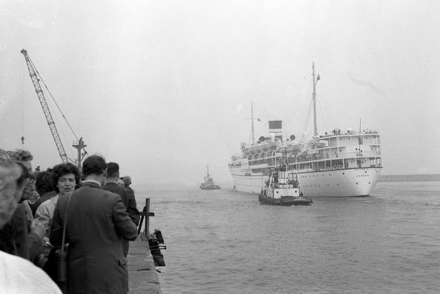 Look at the crowds which waved off the school ship Devonia in the 1960s.