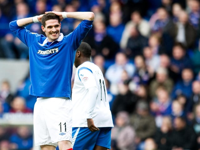 Hit a hat-trick against Kilmarnock. Three of 15 he scored in 44 appearances. Another who left in 2012. Now at Sunderland after a somewhat nomadic career, including a return to Ibrox.