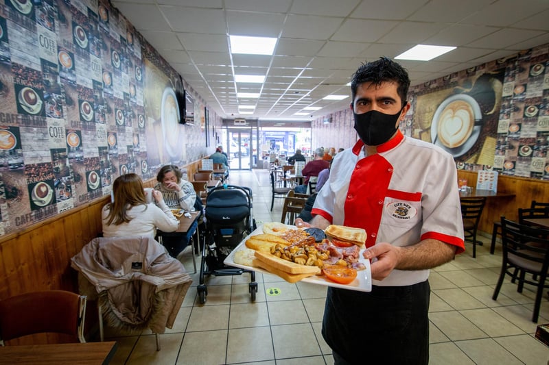 Manager Khaled Sleman excited to serve indoors in cafe Nut, North End, Portsmouth. Picture: Habibur Rahman