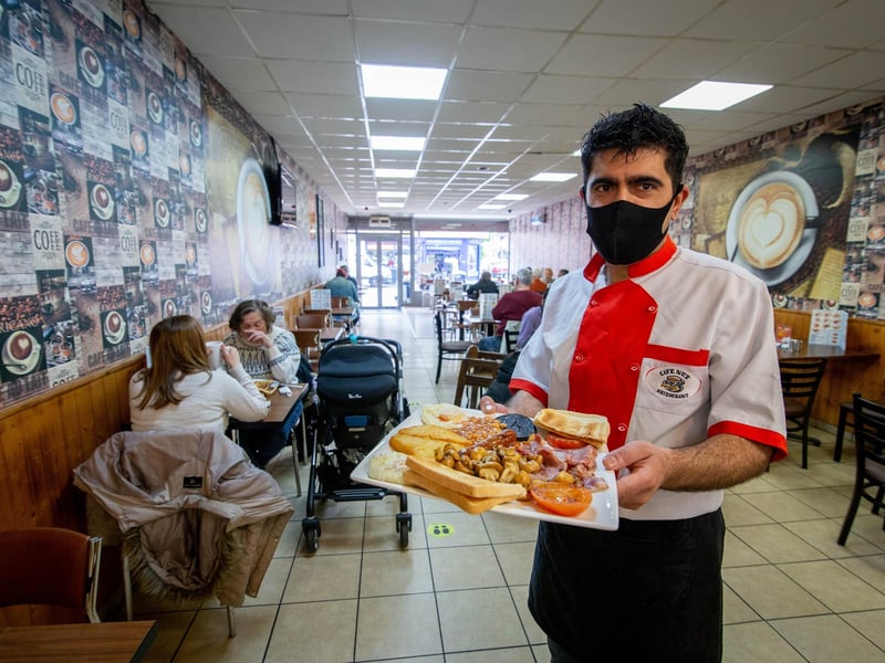 Manager Khaled Sleman excited to serve indoors in cafe Nut, North End, Portsmouth. Picture: Habibur Rahman