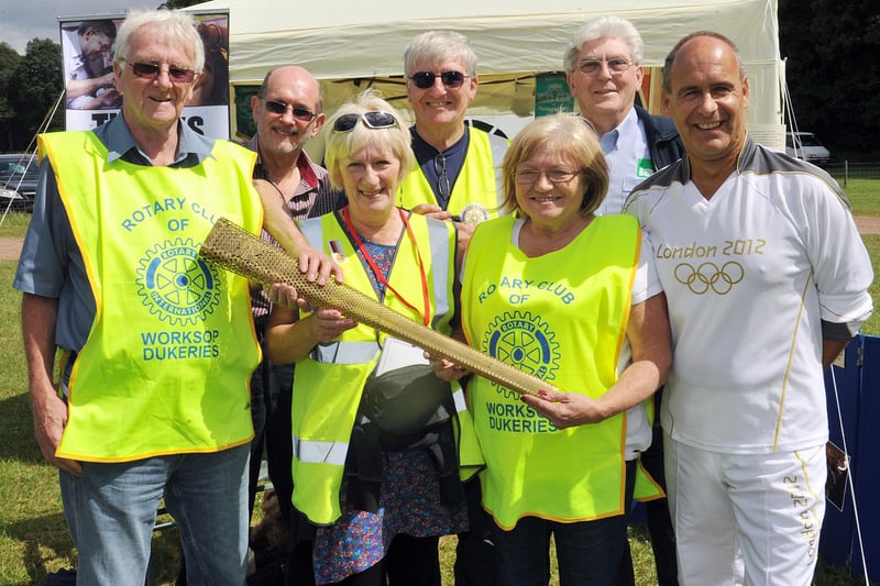 Bassetlaw Big Day Out at Clumber Park, members of Worksop Dukeries Rotary Club with Olympic torch bearer Tony Eaton.