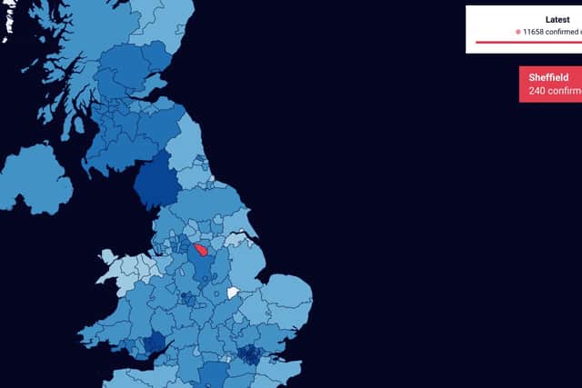 The interactive coronavirus map at covidlive.co.uk