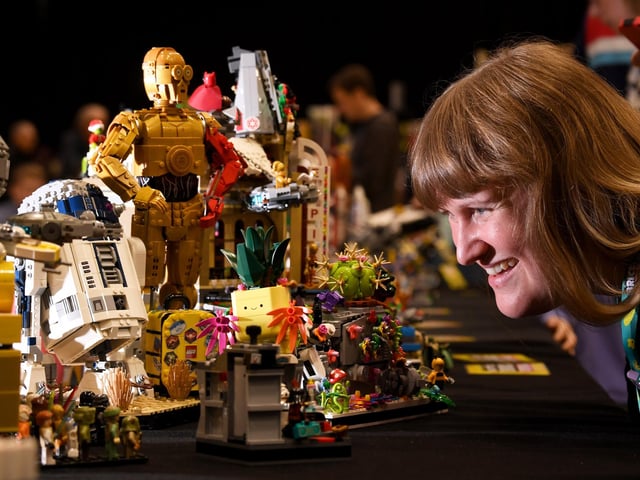 Charlotte Langley is pictured with one of the Lego sets.