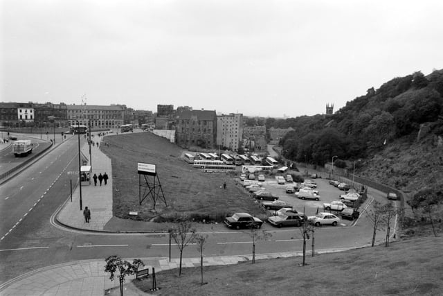 The site for the new (unbuilt) BBC Scotland broadcasting centre and hotel at Greenside in Edinburgh, September 1980.