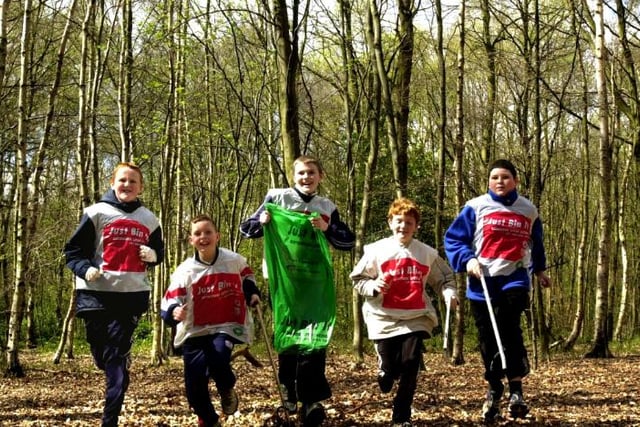 Youngsters in Sandall Beat Woods in 2001 helping to clean up.