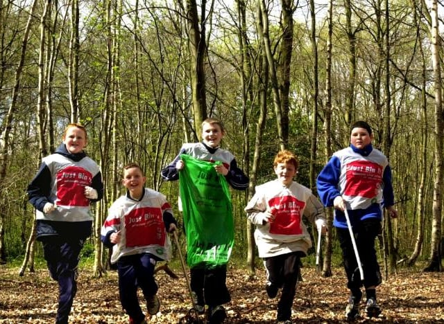 Youngsters in Sandall Beat Woods in 2001 helping to clean up.