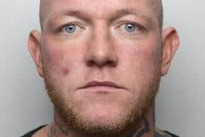 Pictured is Christopher Long, aged 30, of Church Road, New Edlington, Doncaster, who was sentenced at Sheffield Crown Court to two-and-half years of custody after he pleaded guilty to being in charge of a dog which caused an injury while being out of control at an Asda store at Edlington.