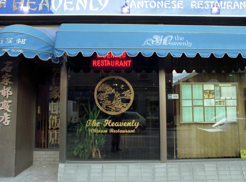 Exterior of The Heavenly Chinese restaurant in Morningside Edinburgh, September 1992.