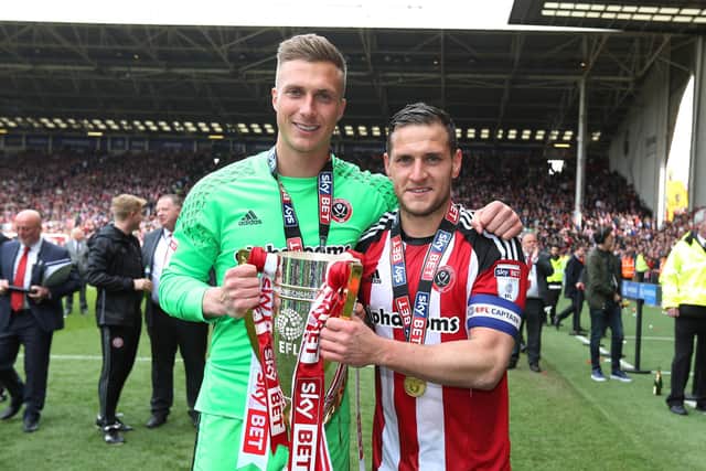 Close pals Simon Moore and Billy Sharp were teammates at Sheffield United before the goalkeeper's move to Coventry City in the summer: David Klein/Sportimage