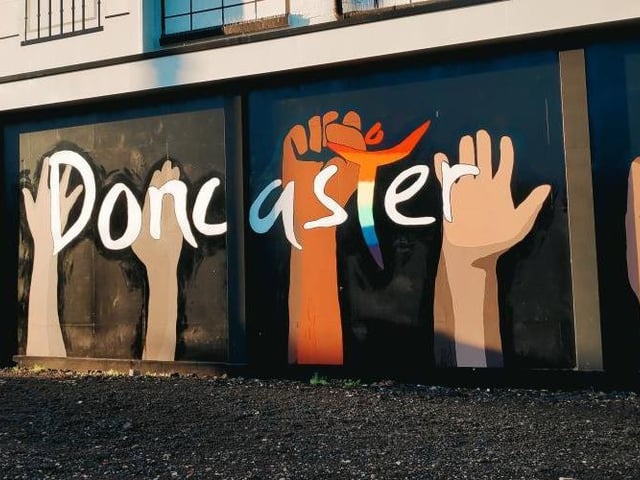This mural was painted in Doncaster town centre after the Black Lives Matter protests in the Summer of 2020.