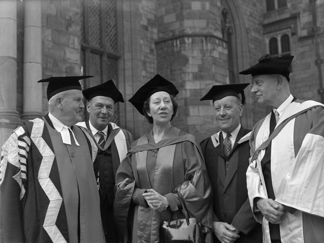 Born in 1902, among her movie roles are Black Narcissus, 55 Days in Peking, and Clash of the Titans. Dame Flora, pictured centre, died in 1984 and has a street named after her in her home town.