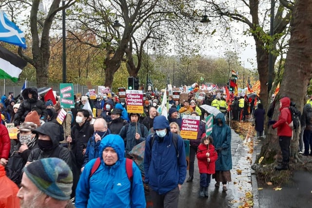 The march began around 12.30 in Kelvingrove park.